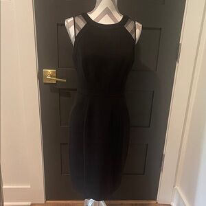 NWOT White House Black Market Black Mesh Detail Midi Dress